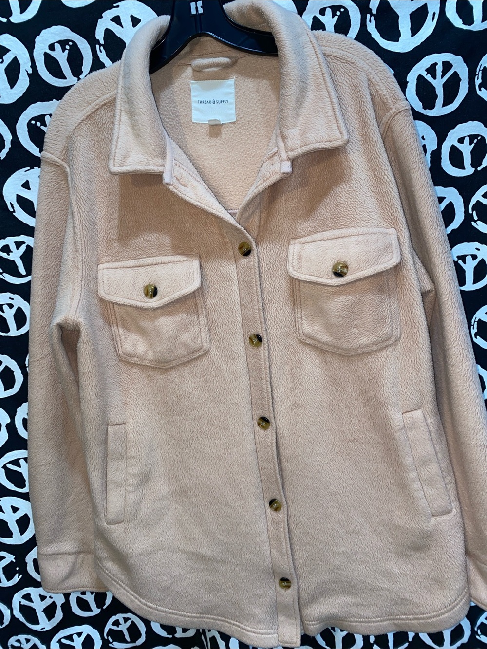 THREAD & SUPPLY TAN BUTTON DOWN SHIRT/COAT SZ L